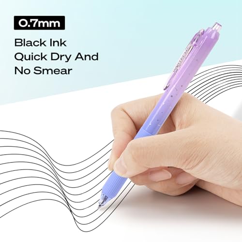WRITECH Gel Pens 0.7mm Black Ink Retractable 6-Pack