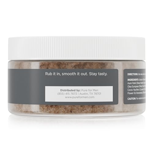 Pure for Men's Exfoliating Bum & Body Scrub | Gentle & Natural Cleanser, Removes Dead Skin Cells & Leaves Skin Smooth | Rosemary & Mint | 8 ounces