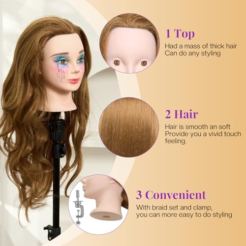 28" 80% Real Hair Mannequin Head for Braiding & Styling