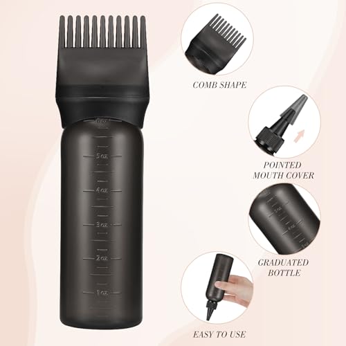 Hair Dye Applicator Bottles 6oz Comb Tip - 2 Pack