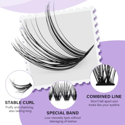 B&Qaugen Lash Clusters Kit 280PCS 30D+40D with Bond, Seal & Remover - Latex-Free, Clear Band