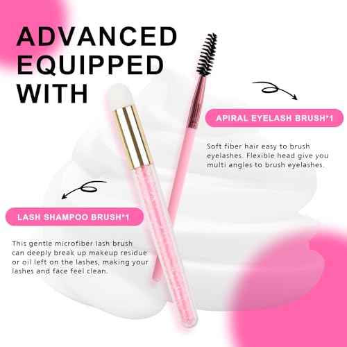 TDANCE Eyelash Extension Cleanser + Brush (60ml) / Shampoo / Wash for Extensions & Natural Lashes / Unscented, Oil, Paraben, Sulfate Free / For Professional & Home Use