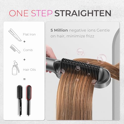 TYMO Ring Plus Ionic Hair Straightener Brush - Titanium Ceramic