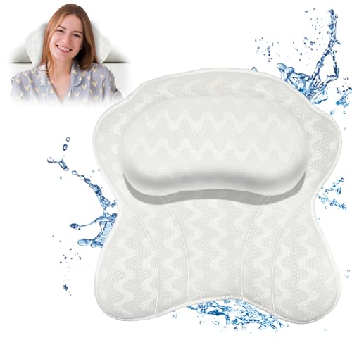Bath Pillow Spa Bathtub Ergonomic for Tub, Neck, Head, Shoulder Pillows Support Cushion Headrest,Strong Grip Suction Cups Soaking and Luxury Soft 4D Mesh