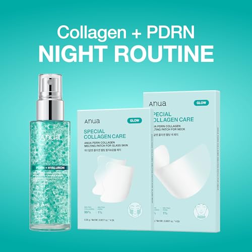 Anua PDRN Collagen Plumping & Firming Care Set, PDRN Salmon DNA Glow Serum Spray, Collagen Patch Neck & Facial Fine Line, Face Mist & Melting Duo for Perfect Home Care, Korean Skincare Set