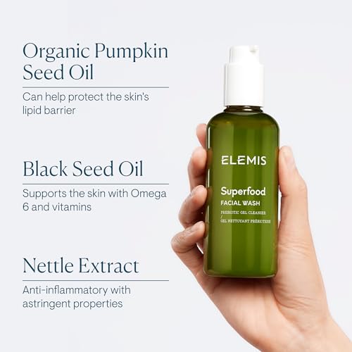 ELEMIS Superfood Facial Wash | Revitalizing Daily Prebiotic Gel Wash Gently Cleanses, Nourishes, and Balances Skin for a Fresh, Glowing Complexion