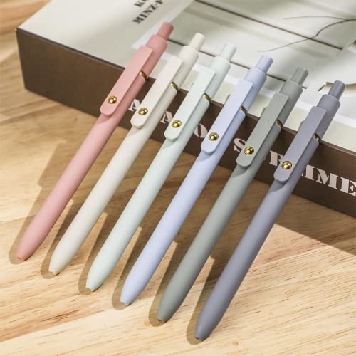 Morandi 6 Pack Retractable Gel Pens 0.5mm Quick-Dry Black Ink - Ddaowanx