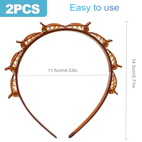 CoguZed 2-Pack Clip Headbands for Women - Double Layer Toothed Hairbands