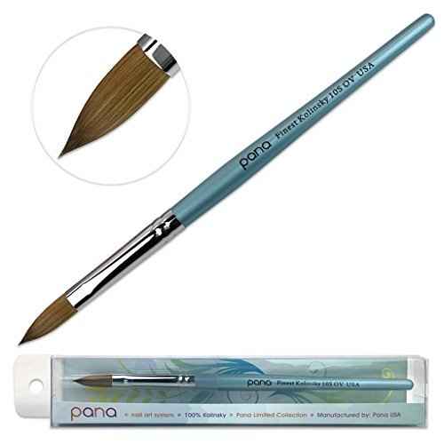 pana USA Acrylic Nail Brush100% Pure Kolinsky Hair New Teal Wood Handle with Silver Ferrule Oval Crimped Shaped Style (Size # 10)