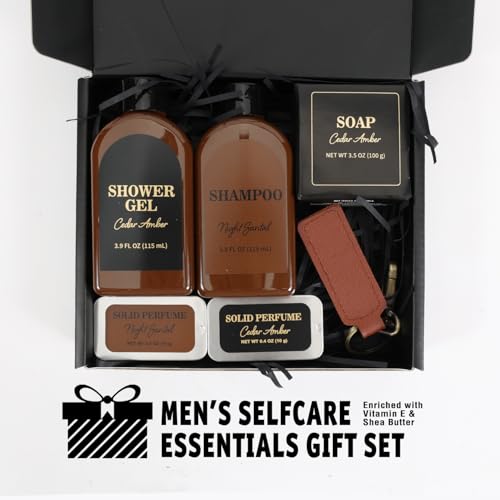 Cedar & Sandal 6-Pc Men's Grooming Gift Set with Shampoo & Body Wash