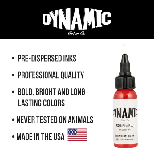 Dynamic Color Fire Red Professional Tattoo Ink - 1 oz Vegan Formula
