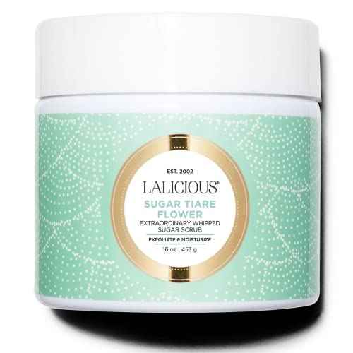 LaLicious Sugar Tiare Flower Extraordinary Whipped Sugar Scrub - Cane Sugar Body Scrub with Coconut Oil & Honey, No Parabens (16oz)