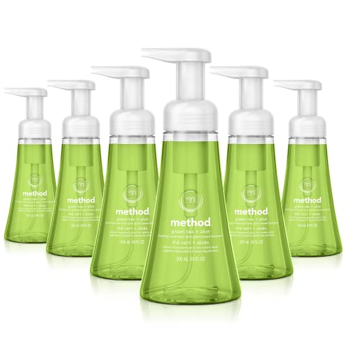 Method Foaming Hand Soap, Green Tea + Aloe, Biodegradable Formula, 10 Fl Oz (Pack of 6)