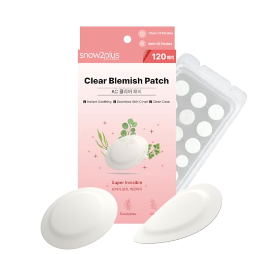 snow2plus] Clear Blemish Patch - Hydrocolloid with Hydrolyzed Collagen for Acne, Ultra-Thin Hydrocolloid Pimple Patches for Day & Night, Invisible Waterproof Acne Stickers (45, 120ea) (45)