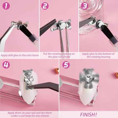 30 Pieces Spinning Nail Charms Nail Art Rotating Charm Bearing Art Tool Rings Jewelry Rotating Tools 3D for Women Girls Crafting Jewelry Accessories