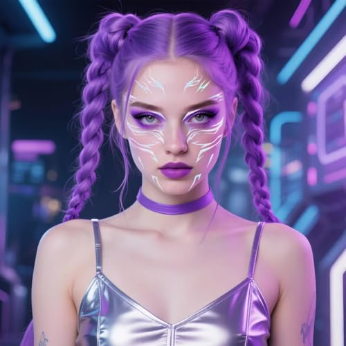 Anime Purple Temporary Tattoos for Cosplay & Halloween
