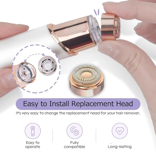 4 Pack Replacement Heads for Flawless Gen 2 Facial Hair Remover - Hypoallergenic, Dual-Head Design, Includes Cleansing Brush