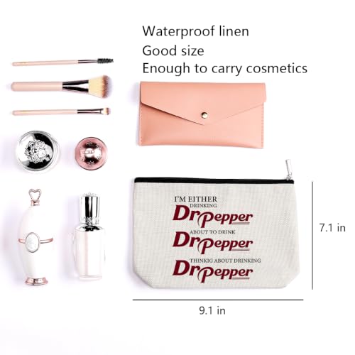 LONGXIN Dr Pepper Themed Makeup Bag - Large 9x7in with Color 1553, Travel Toiletry Organizer