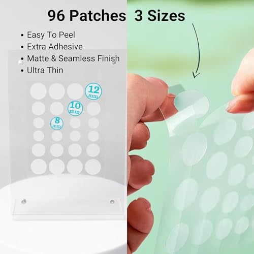 Invisible Pimple Patch, Overnight Miracle Patches for Face & Body, Fast-Acting Zit Stickers, Hydrocolloid Acne Treatment with Tea Tree Oil & Salicylic Acid?Waterproof, Hypoallergenic. 96 Pcs 3 Sizes