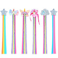 Rainbow Hair Clips for Girls, 6 Pc Set with Extensions