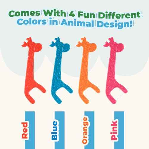 Unflavored Biodegradable Kids Flossers - Dental Floss Picks for Children | Fluoride & Plastic-Free | Colorful & Fun Animal Floss Sticks | Eco Friendly, Vegan, Natural (200 Pack)