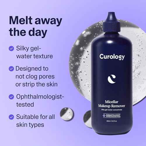 Curology Micellar Water Makeup Remover, Cleansing Gel Water Concentrate, Waterproof Eye and Face Make Up Removal, 8.5 fl oz