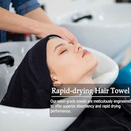 6 Pack Black Salon Towels, Super Soft and Absorbent Microfiber Hair Towel for Salon, Bath, Spa, Pool and Home, 27 inch X 16 inch, Black