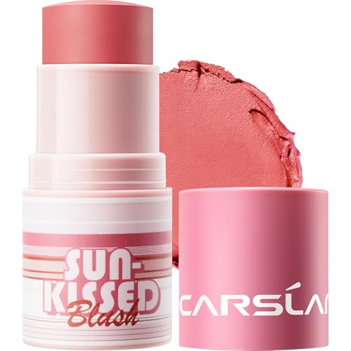 CARSLAN Sun Kissed Blush & Bronzer Stick for Cheeks Lips & Eyes, Long-Lasting Matte Cream Makeup Blush Stick, Blendable & Vegan, Natural Glow for All Skin Tones, Shade 01 Morning, 0.21 oz