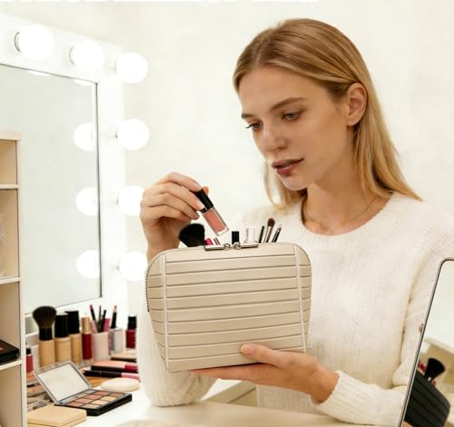 Parallel Traveler Makeup Bag with Brush Holder - Striped Apricot S