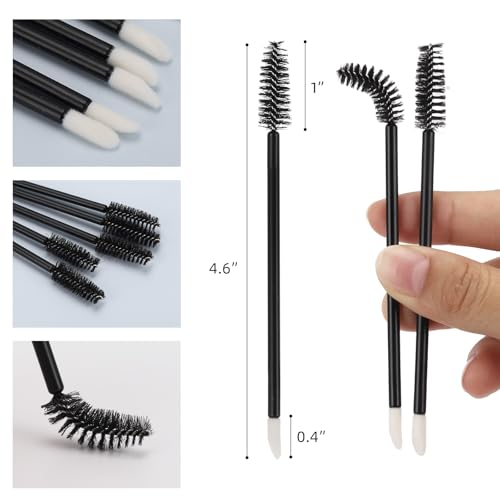 300 Disposable Dual Ended Mascara Wands & Lip Brushes - Black