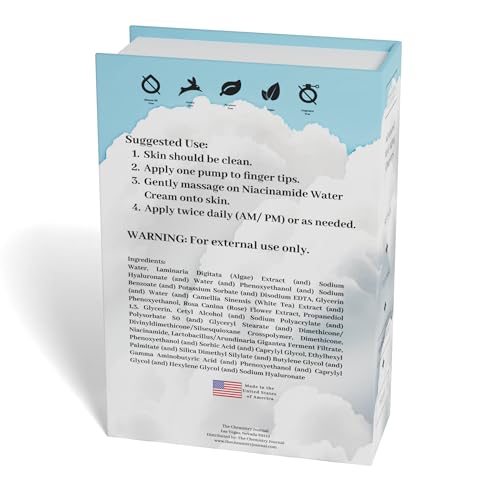 Niacinamide Water Cream - Pore Refining Face Moisturizer, Oil Control, Ultimate Hydration, Lightweight Cream, Radiant/Even Complexion. Made in the United States of America.