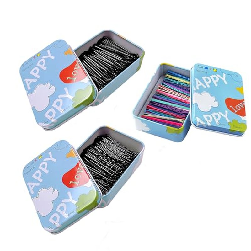 50 Bobby Pins with Metal Storage Box - Hair Clips for All Hair Types