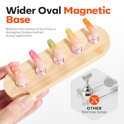 Modelones Nail Art Stand Set with Wide Display Bases & Magnetic Tips - Press On & Nail Tips Holder