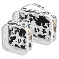 2 Pack Clear Makeup Bag, Leopard Print Cow Pattern Car Pouches For Organization Waterproof Travel Toiletry Bags For Women Girl