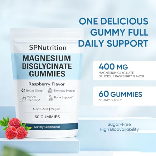Magnesium Bisglycinate Gummies – 60 Raspberry Gummies for Muscle & Nerve Health