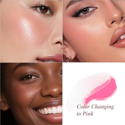 Blush Stick - Clear Orange Blush for Cheeks Color Changing to Pink Hydrating Multi-Use for Eyes Lipstick Tinted Waterproof Lightweight Buildable Cream Face Blusher Daily Makeup