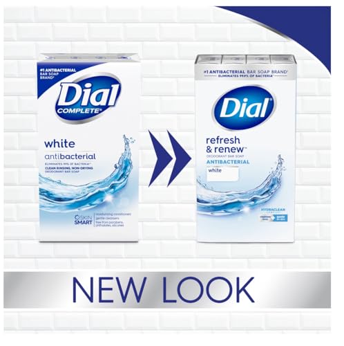 (PACK OF 16 BARS) Dial Classic WHITE Antibacterial Bar Soap. Round the Clock Odor Protection. Leaves Skin Smooth & Radian! Hypo-Allergenic. Great for Hands, Face & Body! (16 Bars, 4oz Each Bar)