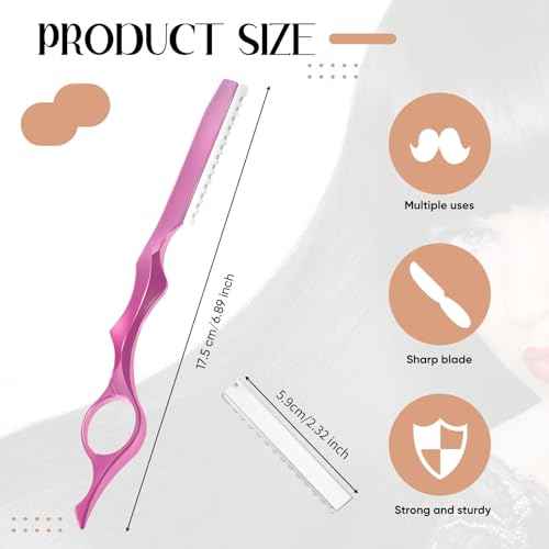 Mudder 11 Pcs Hair Razors for Cutting Hair Thinning Styling Feather Razors Kit with Replacement Stainless Steel Cutting Tool for Salon Home Use(Pink)