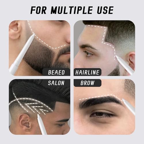 Noerrors 12Pcs White Barber Pencil Set for Lineup Magic Hairline Pencils Beard Guide Pen Barber Chalk for Beard Hair Design Rotatable Retractable Edge Hair Trace Shaping Makeup Tool for Men