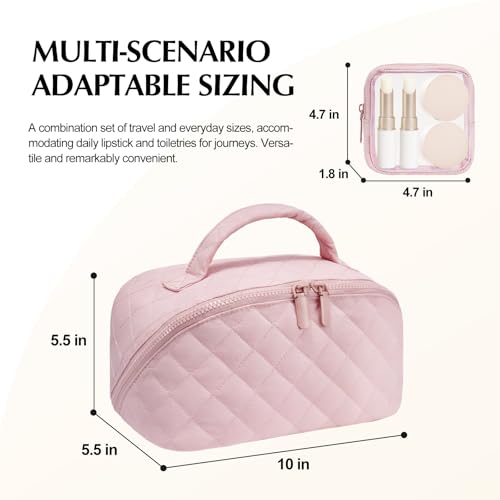 Quilted Makeup Bag Waterproof Cosmetic Organizer 2-Piece Set