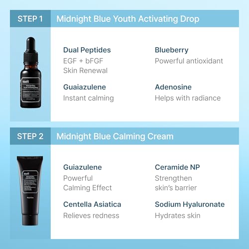 DearKlairs] After-Sun Care Duo Kit, Midnight Blue Calming Cream + EGF Blue Drop Set, Soothing, Fast Absorbing, Light Texture for Easy Use, Sensitive Skin Friendly