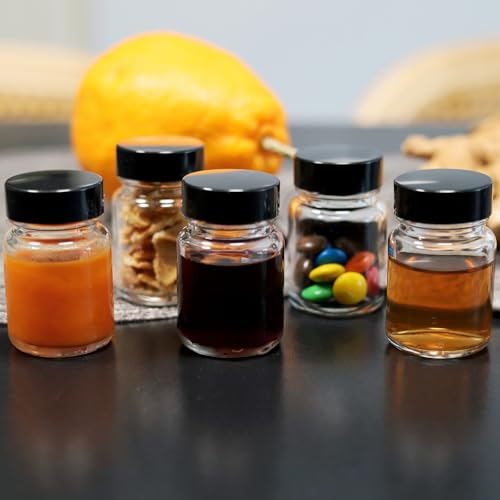 20 Pack 2 oz Glass Shot Bottles Wide Mouth Wellness Shot Glass Bottles with Black Lids & Labels and Pen for Juice,Ginger,Leakproof Travel Wide Mouth Mini Clear Jars Dishwasher Safe (20)