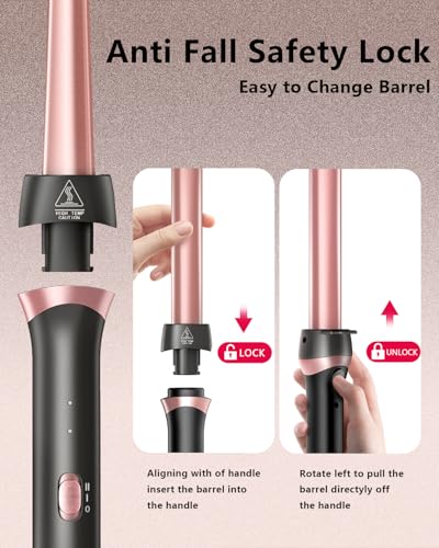 Aduarjo 5-in-1 Ceramic Curling Wand & Brush Set for Beach Waves
