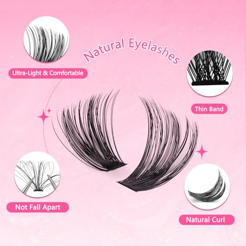 Lash Extension Kit, 30D 40D 50D 60D Individual Lash Clusters, 640Pcs Eyelash Clusters DIY Lash Books with Lash Bond and Seal, Lash Tweezers Brush