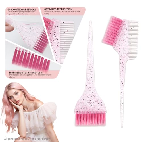 21 Pcs Pink Hair Dye Kit - Professional Salon Tools