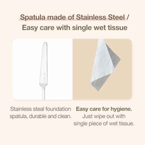 Foundation Spatula Made of Stainless Steel | Professional Makeup Spatula for Even Application of Foundation | Double Edged Spatula for Small Area of Face | Pouch Included for Clean Storage