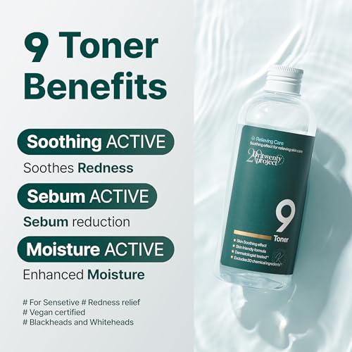 9 Toner - Soothing, Moisturizing, Sebum Control with Mugwort Extract for Sensitive, Dry, Oily Skin ? Reduces Redness, Whiteheads, Blackheads - Korean Skin Care (300ml / 10.14 fl.oz)