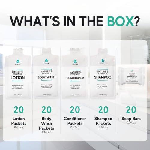 100 Hotel Toiletries Bulk Set - Shampoo, Conditioner & Soap