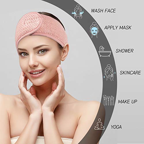 Whaline 4 Pack Adjustable Spa Facial Headbands - Soft Towel Makeup Hair Wrap