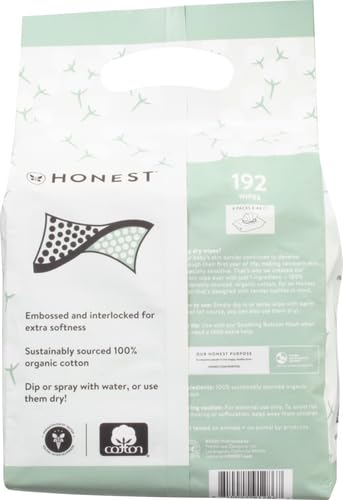 Honest Company 100% Organic Cotton Dry Wipes, 192 Count